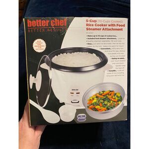 Better Chef Rice Cooker with Food Steamer Attachment 5 Cup NIB